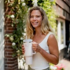 Stanley Quencher Flowstate Pipetli Termos Bardak 1.18 Lt Toz Pembe