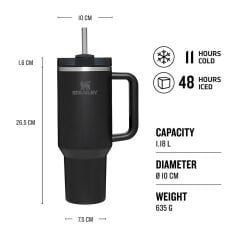 Stanley Quencher Flowstate Pipetli Termos Bardak 1.18 Lt Siyah