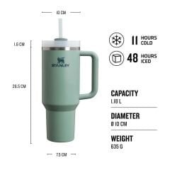 Stanley Quencher Flowstate Pipetli Termos Bardak 1.18 Lt Yeşil