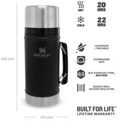 Stanley Klasik Vakumlu Çelik Yemek Termosu 0.94 Lt - Siyah