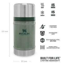 Stanley Klasik Vakumlu Çelik Yemek Termosu 0.70 Lt - Yeşil