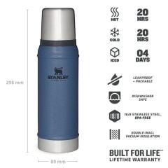 Stanley Klasik Vakumlu Paslanmaz Çelik Termos 0.75 LT - Mavi