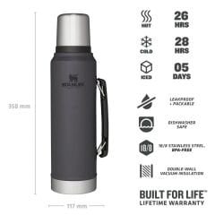 Stanley Klasik Vakumlu Paslanmaz Çelik Termos 1 LT - Füme