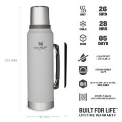 Stanley Klasik Vakumlu Paslanmaz Çelik Termos 1 LT - Koyu Beyaz