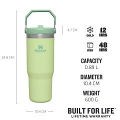 Stanley The IceFlow Flip Straw Pipetli Termos Bardak 0,89 LT - Açık Yeşil