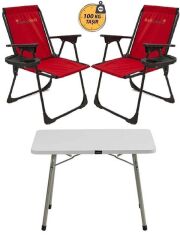 Kampseti 2 Adet Katlanır Kamp Sandalye ve Masa Seti